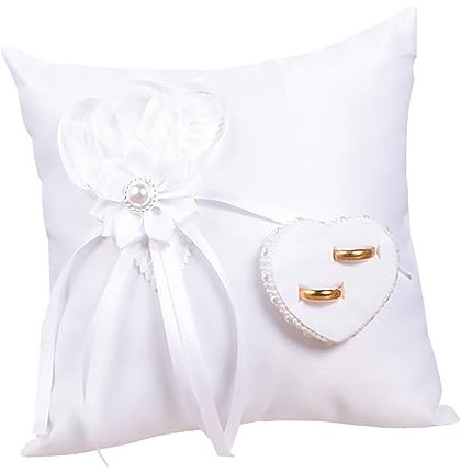 OFFSCH Ringkissen Für Eheringe Hochzeit Dekoration Herzförmig Polyester Mit Blumen