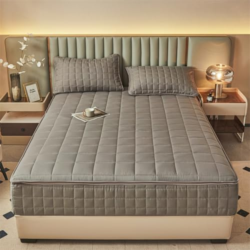 Housse de Protection Matelas pour Demenagement 140/160x190 Personnalisable Housse de Matelas avec Fermeture éclair Housse Integrale Matelas Amovible et Lavable Surmatelas Matelassé (90x190+30cm,Gray A