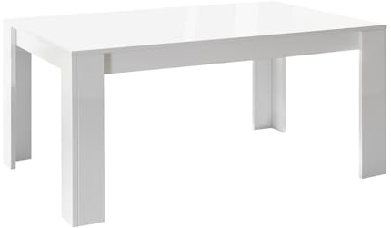 AltoBuy Weiss - Table Repas 180cm Blanc Laqué Brillant
