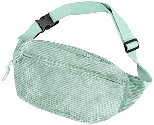 Cord Bauchtasche für Damen Herren Gürteltasche Verstellbarer Gurt Hüfttasche Stylisch Hüfttasche Klein Brusttasche Bum Bags Bauchtasche aus Cord für Outdoor Sport Reise (Grün)