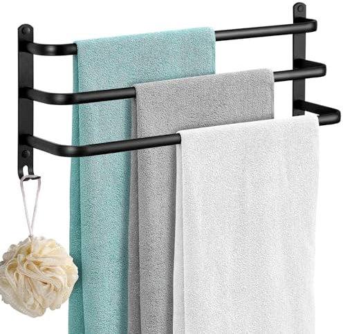 KingSaid Handtuchhalter 60CM Wand 3-Stöckig Handtuchstange mit Haken Wand Wandregal Geeignet Wasserdicht Rust Badetuch Handtuchhalter für Badezimmer Küche