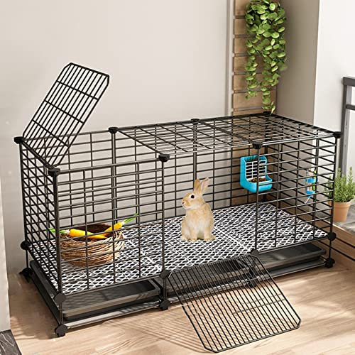 LFONDIGE Kaninchenkäfig für den Innenbereich, Häschenkäfig, Kleintierkäfig mit Zubehör für den Innen- und Außenbereich für Eichhörnchen/Meerschweinchen/Häschen/Katze/Hund/Kaninchen (Farbe: C1, Größe: