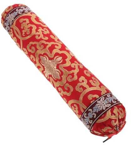 Chinesisches Nackenkissen Kleine Runde Kissenhülle Rot für Nacken, Lenden | Polyesterfaser und Buchweizen, Klassische Stickerei, Sofa und Wohnbereich, Weiche Stütze