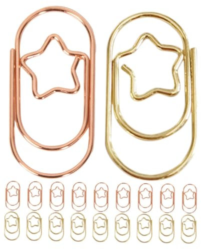 LALAFINA 50stücke Büroklammern Sternförmig Gold Clips Zum Ordnen Von Papieren Clips Klemmen Metall Büroklammern Zum Ordnen Von Papier Ordner Sternform