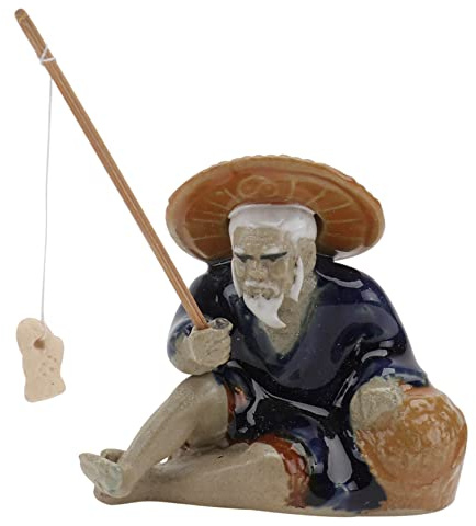 ABOOFAN Decorative Fisherman Figurine Easy Clean Ceramic Outdoor Accent
