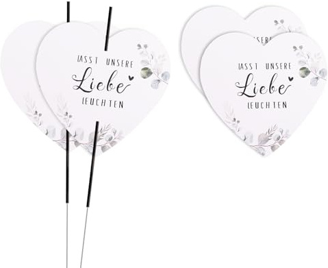 50pcs Herzform Wunderkerzen Hochzeit Tags, Wunderkerzen Etiketten Hochzeit, Lasst Unsere Liebe Leuchten Karten Halter, Knicklichtschilder Geburtstag Taufe Kommunion hochzeitsdeko, Geschenkanhänger