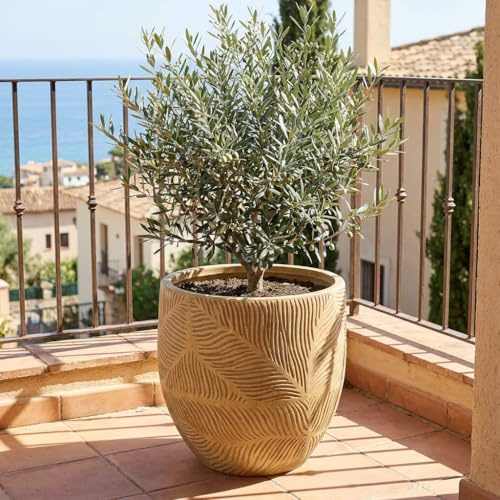 NATINDESIGN Terracotta Blumentopf XXL Sandstone Serenity Blumentopf Groß für In- und Outdoor | Bali, Indonesien, Mediterran Stil | Terrakotta Töpfe (1x Topf)