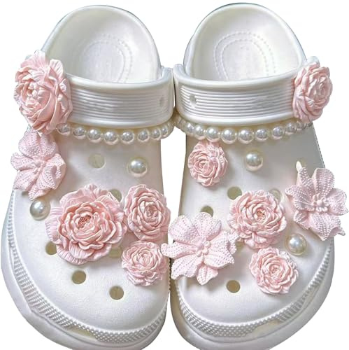 BSITSSS 17 Stück Schuh Charms, Rosa Blume Shoe Charms, Schuhanhänger Niedlich und Süß, Abnehmbar Schuhanstecker, Schuh Anstecker für Schuhe DIY Dekorationen
