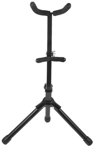 Tragbarer Saxophonständer als Bodenständer für Saxophone, Stabil | Instrumentenhalterung aus Metall, Abs und Schaumstoff, Schwarz, für Saxophonspieler und Präsentation