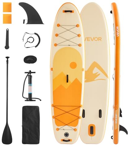 VEVOR Ultralätt uppblåsbar surfpaddelbräda med tillbehör: pump, rodd, fena, ryggsäck, fotledsrem och halkfri plattform, för ungdomar och vuxna, 323 x 83,8 x 15,2 cm