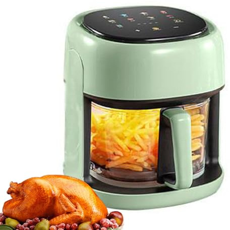 Freidora de aire de 4,5 L, vidrio con 10 menús inteligentes, vista panorámica de 360 ℃, controles táctiles, temperatura y tiempo precisos, cocción sin aceite para comidas más saludables