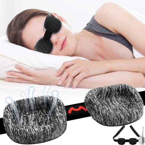 Schlafmaske,Verstellbare 3D-Schlafmaske mit Aufbewahrungsbox,2 cm Dicke Augenmaske für druckfreien Schlaf,Atmungsaktiver Augenschutz für Frauen und Männer,Entspannende Druckfreie Nachtmaske(Schwarz)