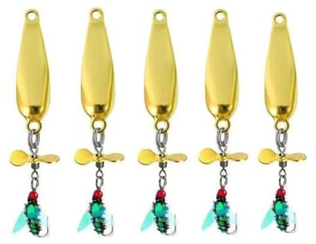 Accesorios de pesca, cuchara giratoria, cebos de lentejuelas, mosca de metal con hélices, señuelos de mosca, aparejos de pesca, juego giratorio