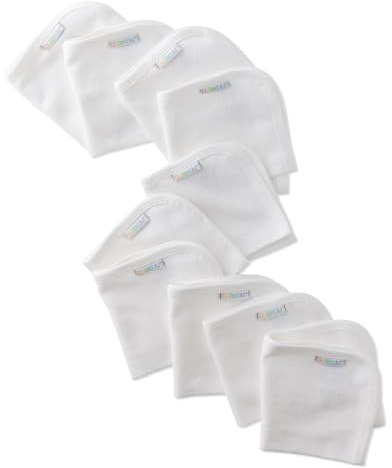 Butterblu River 10-Pack Baby Terry Washcloths 100% Organic Cotton Absorbent for Baby and Toddler Boys & Girls, White, One Size