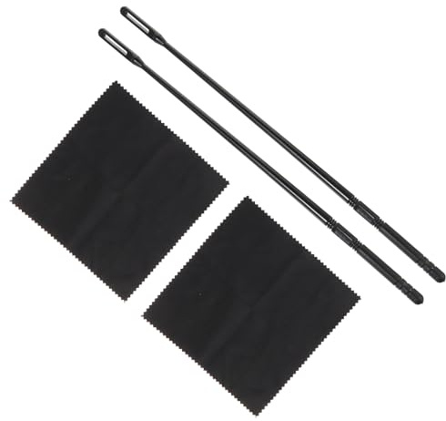 TOGEVAL 4 Stück Flötenreinigungsset für Querflöte und Piccolo mit Leichtem Kunststoffstab und Schwarzen Baumwoll Reinigungstüchern für Einfache Instrumentenpflege