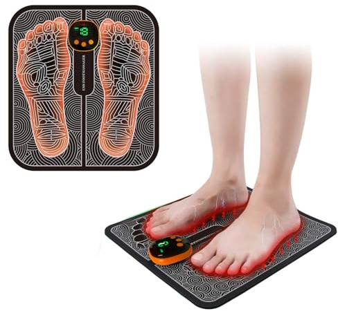 Massaggiatore Piedi,EMS Massaggiatore per Piedi,8 Modalità e 19 Intensità,Massaggiatore Plantare Elettrico Pieghevole e Portatile,per la Circolazione Sanguigna e il Sollievo dal Dolore Muscolare