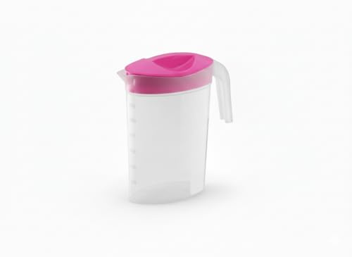 Jarra de Plástico con Filtro de hielo, 1,5 L, para Refrigerador, Sin BPA, Graduada, Antigoteo, para Agua y Zumos (Rosa T)