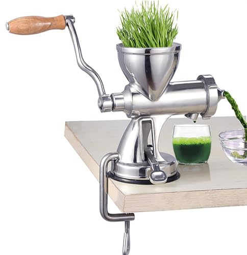 Manual Wheatgrass Juicer, Stainless Steel Cold Press Juicer Machine for Fruits Vegetables, Slow Masticating Juicer with Reverse Function, Effortless Cleaning & Non-Slip Base