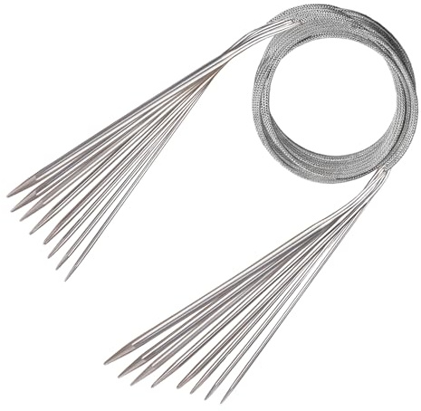 Ruvan Rundstricknadeln 40 Cm, 8 Stück Edelstahl Stricknadeln Set Mit Klarer Größe, (2mm, 2.5mm, 3mm, 4mm, 5mm, 6mm, 7mm, 8mm), Stricknadeln Anfänger Set Für Mützen, Socken, Handschuhen, Ärmel