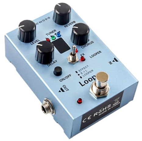 Amagogo Gitarren-Multieffektpedal mit Aufnahmelooper, Beleuchtung, Delay, Chorus, Reverb und Stimmgerät