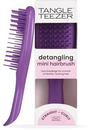 Tangle Teezer Mini Ultimate Detangler - Per capelli bagnati e asciutti - Spazzola districante per tutti i tipi di capelli - Spazzola tascabile da viaggio perfetta per bambini - Viola fresco