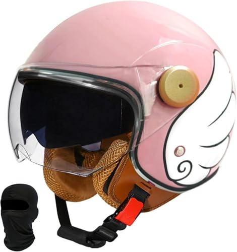 Caimcie 3/4 Scooterhjälm, Retro motorcykelhjälm, Jet-hjälm med dubbla glas, komfortfoder, med ECE/DOT-godkännande, motorcykelhjälm, halvskal för vuxna, herr, dam Q, M = 57-58 cm