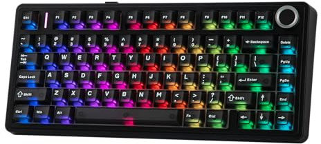 EPOMAKER AULA F75 Ultra Tastiera Meccanica Wireless,10000mAh,VIA Programmable,Knob,Hot-Swap,Creamy Switch & Gasket,RGB,BT/2.4GHz/Type-C,Gaming Keyboard for PC & Mac (Nero, Reaper Switch)