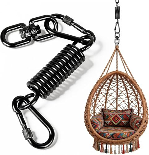 Yegookay Schwingfeder für Hängesessel, Drehwirbel mit 2 Karabinerhaken, Zugfedern mit ösen, Karabinerhaken Tragfähigkeit bis 250kg Aufhängefeder für Boxsack Halterung, Hammock, Yoga (Schwarze)