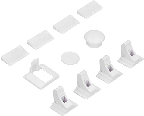 Marhynchus Cerradura de Seguridad para Niños, Cerradura Magnética Oculta para Cajón, ABS y Magnética para Puerta de Gabinete con Instalación Adhesiva, 1 Llave 4 Cerraduras para Gabinetes Domésticos,