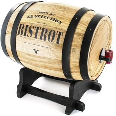 Bistrot KV7166 Distributore di Vino, botte legno, 27 x 21 x 26 cm, 5 L, Modelli / Colori assortiti, 1 Pezzo