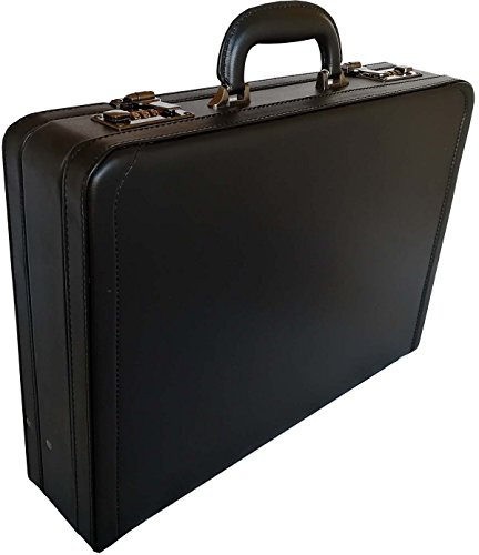 Deluxe Business Attaché-Case Mallette Extensible en Similicuir, Noir