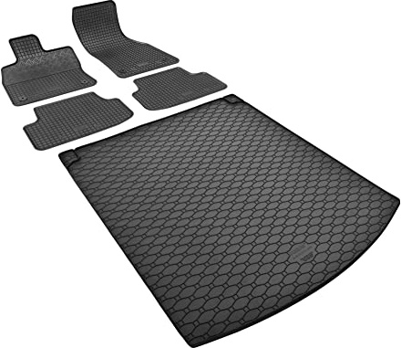 Passende Gummimatten und Kofferraumwanne Set geeignet für SEAT Leon ST ab 2014 + Gurtschoner