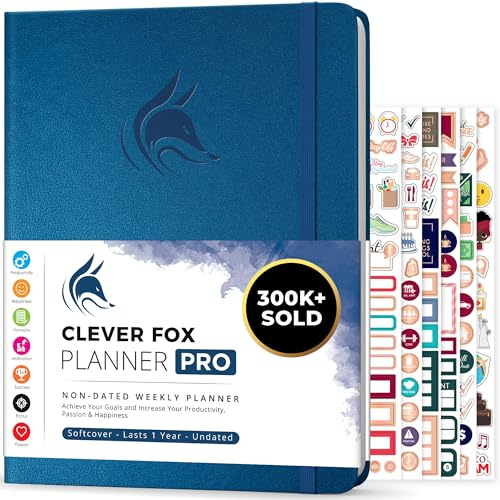 Clever Fox Planner PRO – Weekly & Monthly Life Planner to Increase Productivity, Time Management and Hit Your Goals, 21.5x28cm (Mystic Blue)