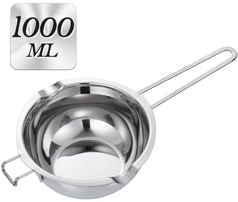 Wax Melting Pot - 1000ML Double Boiler, Stainless Steel Chocolate Melting Pot for Melting Chocolate, Butter, Candy, Candle, Soap, Wax