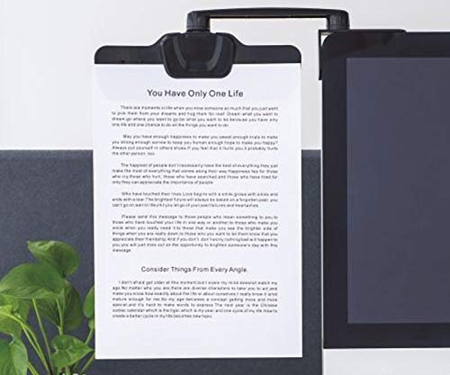 Systafex® Dokumenthalter Papierhalter für PC Monitor Bildschirm Computer Papier Ständer. Papierhalter für besseres Tippen. 18 Blatt Kapazität, um 360 Grad drehbar, 3M Selbstklebend (Schwarz)