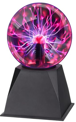 CGBOOM Plasma Ball 5 Inch, Plasma Globe Touch and Sound Sensitive Plasma Lamp Plug in Electric Ball Lamp Science Present for Kids, Decorations, Parties, Bedroom
