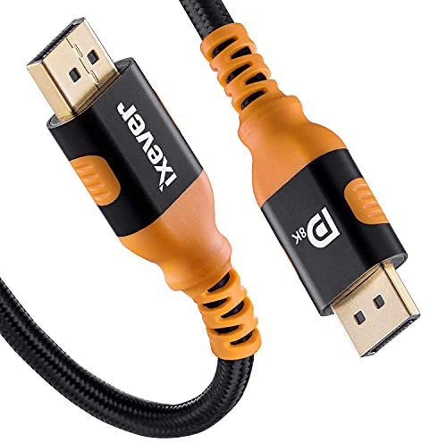 IXEVER Câble DisplayPort 8 K 1.4 5 m, DisplayPort vers DisplayPort 1.4, prend en charge HBR3 HDR10 HDCP 2.2 [4 K @ 144 Hz, 8 K @ 60 Hz] 32,4 Gbps pour moniteur, TV, projet