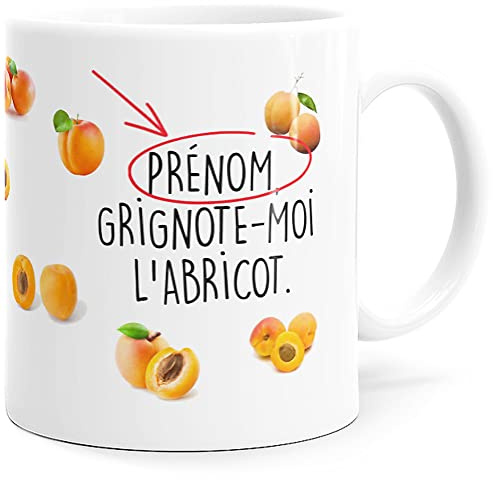Luigi Collection Mug Personnalisable Prénom Abricot Tasse Humour Message drôle Personnalisé. Idée Cadeau Original Amie Couple Amoureux Collègue Sœur Femme Copine Anniversaire St Valentin Noël.