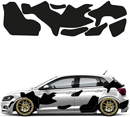 1A Style Sticker Camouflage Auto Aufkleber Set 7 Teilig Autodekor KFZ Seitenaufkleber Tuningset Camper Camo Premiumfolie (Matt Schwarz)