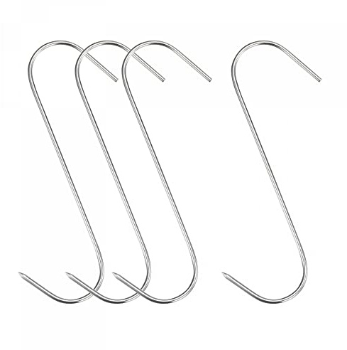 uxcell 6.89 Meat Hooks, 0.12 Thick Stainless Steel Butcher S-Hook for Meat Processing, Chicken Fish Beef Hanging Drying Smoking 4Pcs