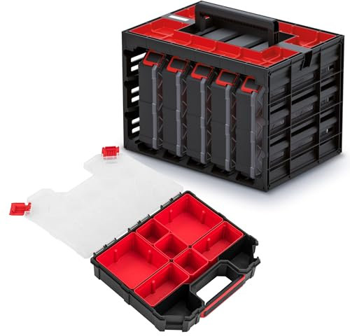 Organizer für Schrauben, Werkstatt container 29 x 41,5 x 29,5 cm Universal Koffer Werkzeugschrank Sortimentskasten Sortierkasten Sortierboxen Garage