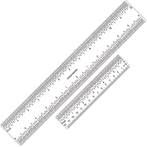 Lot de 2 règles en acrylique transparent de 15,2 cm/30,5 cm avec outil de mesure métrique et pouces pour couper du papier, fournitures scolaires pour étudiants, bureau