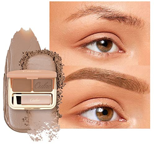 Oulac Waterproof Light Eyebrow Powder Kit with Brow Brush 2 in1 Long Lasting Instant Eyebrow Pomade & Powder Natural Makeup for Sparse Brows 3.2 g/0.11 oz (Golden Blonde）