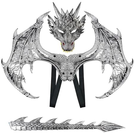 Drachenflügel,Dragon Wings,Halloween Drachen Maske,Drachen Cosplay Kostüm,Drachenmaske Kostüm Maskerade,Halloween Dragon Set,Drachen Kostüm für Kinder Jungen Mädchen Halloween Party Karneval