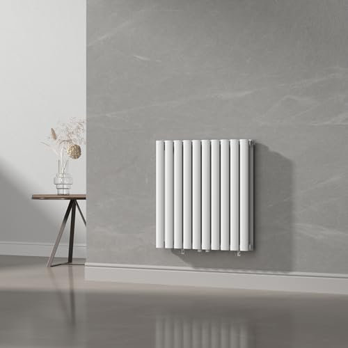 [neu.haus] Termosifone da Parete Radiatore Design Riscaldamento ad Acqua Calda Termoarredo a Pannello Doppio con Elementi Tubolari 60 x 60 cm - Bianco