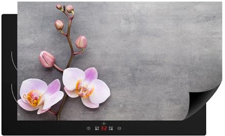 Herdabdeckplatte aus Kunststoff Induktionsmatte Herdabdeckmatte Abdeckung Ceranfeld Orchidee Textur Grau 90x52 cm Abdeckplatte Ceranfeldabdeckung Antirutschmatte Indutionskochfeld