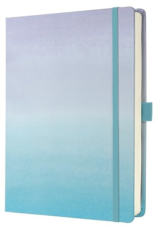 SIGEL JB100 Notizbuch Bullet Journal Jolie, Dot-Lineatur, dickes 120 g Papier, A5+, blau, 200 Seiten, Hardcover mit beschichtetem Stoff, Gradient Sky, vegan, aus nachhaltigem Papier