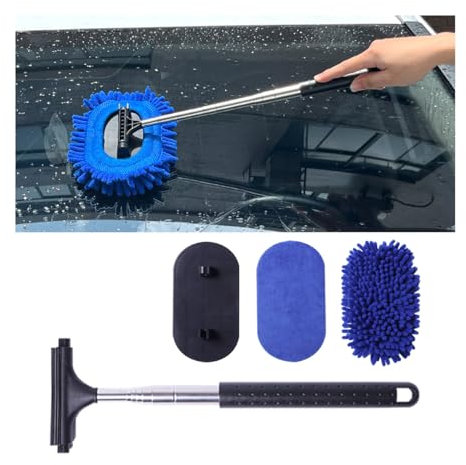 CGEAMDY Limpiador Parabrisas Ventanas De Coche, Coche Cepillo De Limpieza Extraíble Telescópico, Limpiador Parabrisas Ventanas Coche Microfibra, Limpieza Limpiaparabrisas Extensible con Mango Largo