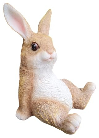 Aspinaworld Gartenfigur Hase sitzend 14 cm – detailreiche Hasen Figur aus Kunstharz – für Außenbereich
