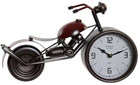 Home ESPRIT Tischuhr, Rot, Metall, Glas, Holz, MDF, Motorrad, Vintage, 32,5 x 10 x 18 cm